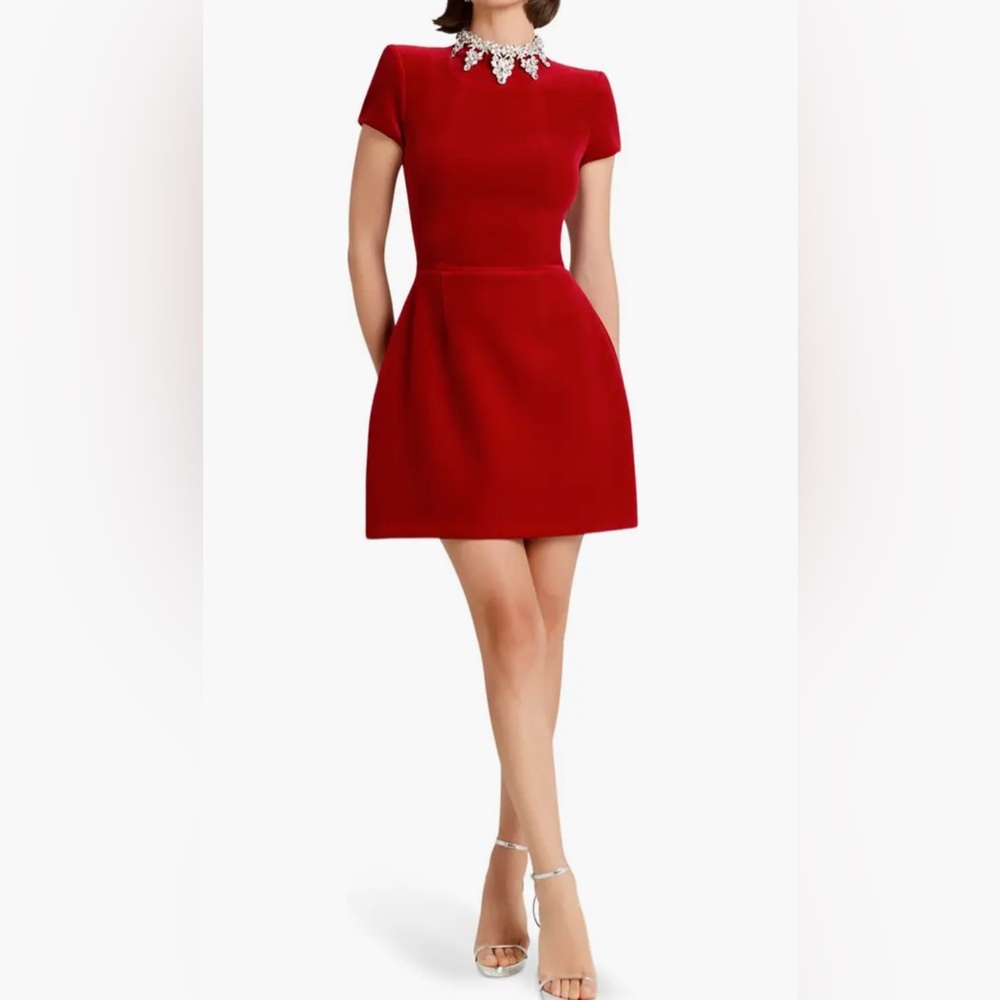 Nadine Merabi Simone Embellished Velvet Minidress size :8 NWT